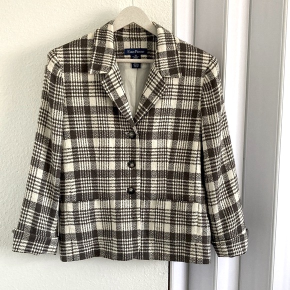 Evan-Picone Wool Blend Plaid Blazer 12 - Picture 9 of 9